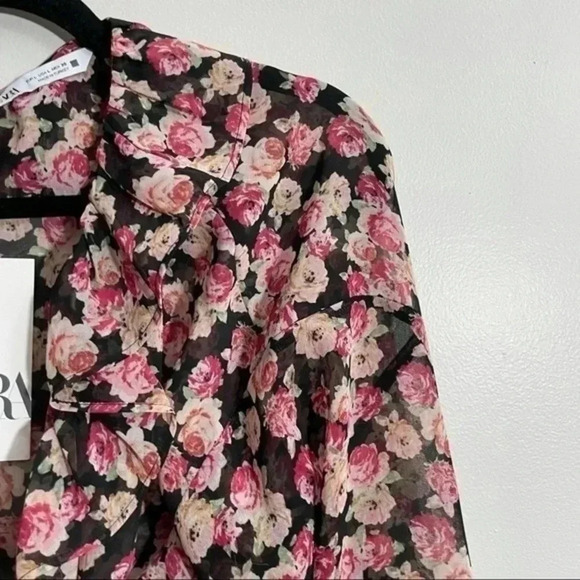 Zara floral print blouse Medium 3666/175 - Picture 7 of 7